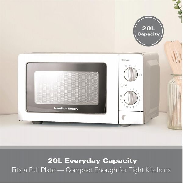 Hamilton Beach 700W 20L Microwave With Glass Door White Open Box