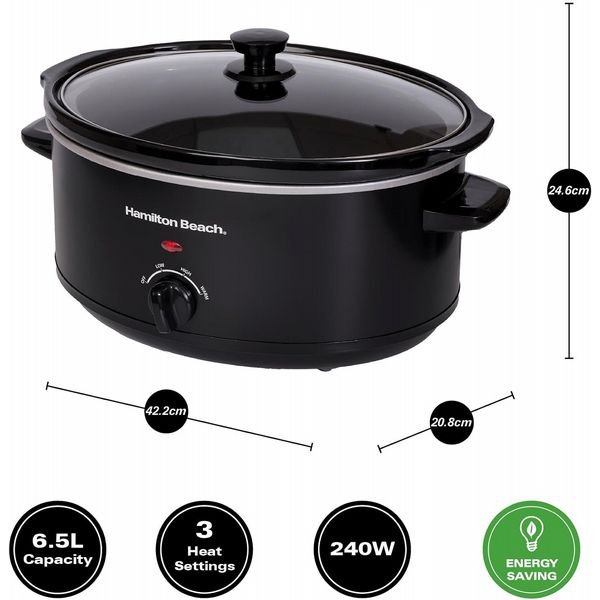 Hamilton Beach 6.5L Slow Cooker Black Open Box