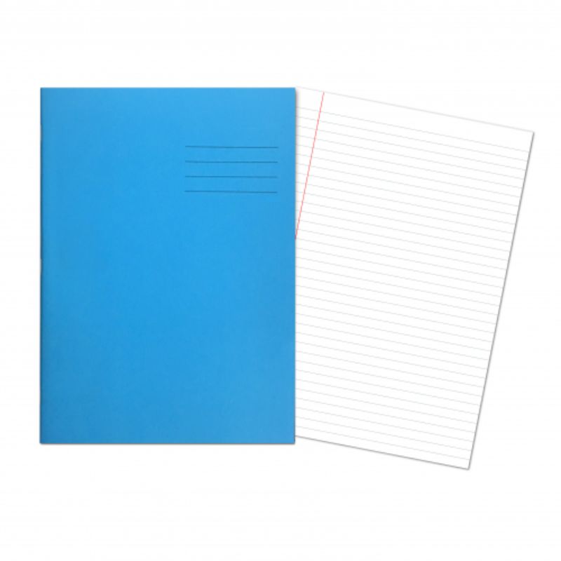 A4 Exercise Jotter Lined (8mm Feint & Margin) - LIGHT BLUE