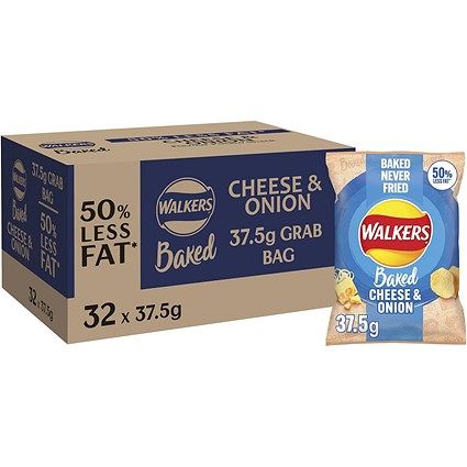Walkers Baked Cheese and Onion Crisps 37.5g (32 pack)